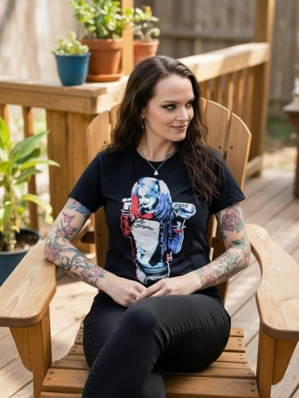 DC Comics ✦ Harley Quinn Lil Monster Graphic Tee ✦ Black Short Sleeve Size S - Picture 4 of 8